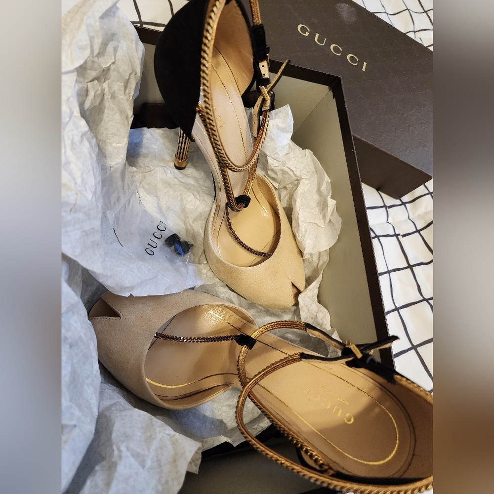 Gucci Ophelie High Heel Open-toe T-strap shoes 38.5 - Picture 5 of 10